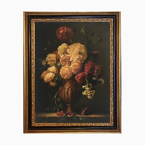 Maximilian Ciccone, Italian Still Life of Flowers, Oil on Canvas, Framed-YUW-1298499