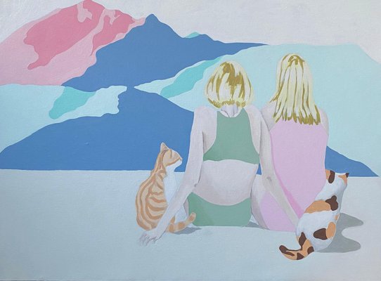 Maya Abashidze, Cats and Mountains, 2024, Acrylic on Canvas-CHG-2037385