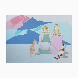 Maya Abashidze, Cats and Mountains, 2024, Acrylic on Canvas-CHG-2037385