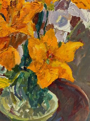 Maya Kopitzeva, Bouquet of Orange Flowers, 1981, Oil Painting, Framed-QUE-1386523