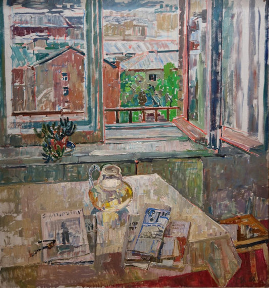 Maya Kopitzeva, Window on the City, 1968, Oil on Canvas