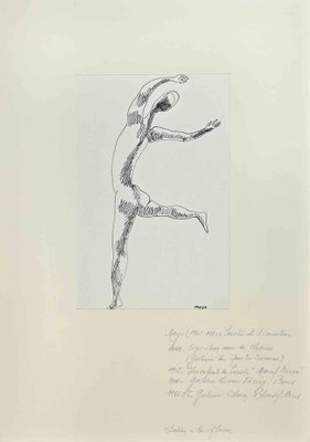 Mayo, Dancing Figure, Pen Drawing, 1950s-ZCI-1788562