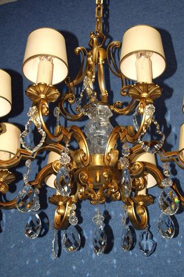 Mazarin Chandelier in Gilded Bronze and Crystal, 1940s-AWH-1433733