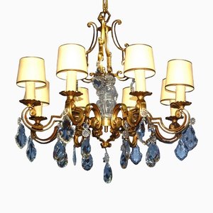 Mazarin Chandelier in Gilded Bronze and Crystal, 1940s-AWH-1433733