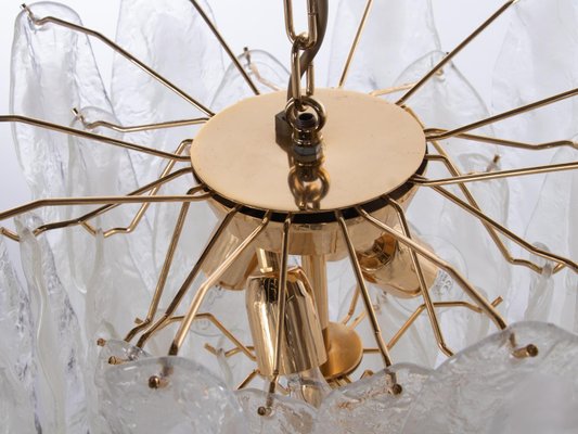 Mazzega Murano Glass Petals Gold Plated Chandelier, 1970s-DEK-948397