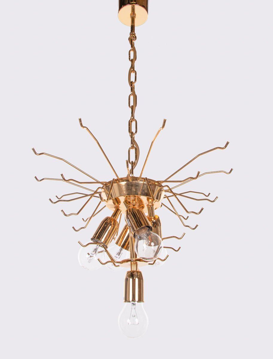 Mazzega Murano Glass Petals Gold Plated Chandelier, 1970s