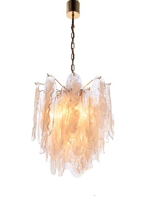 Mazzega Murano Glass Petals Gold Plated Chandelier, 1970s-DEK-948397