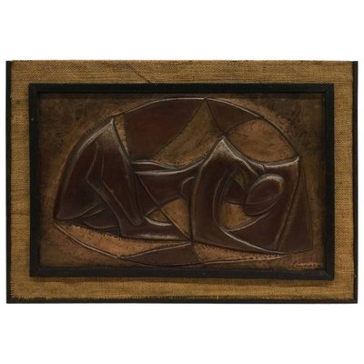 MB Kasongo Banza Meso, Anxiety II, African Art, Brass Relief, 1977-UCH-1224764