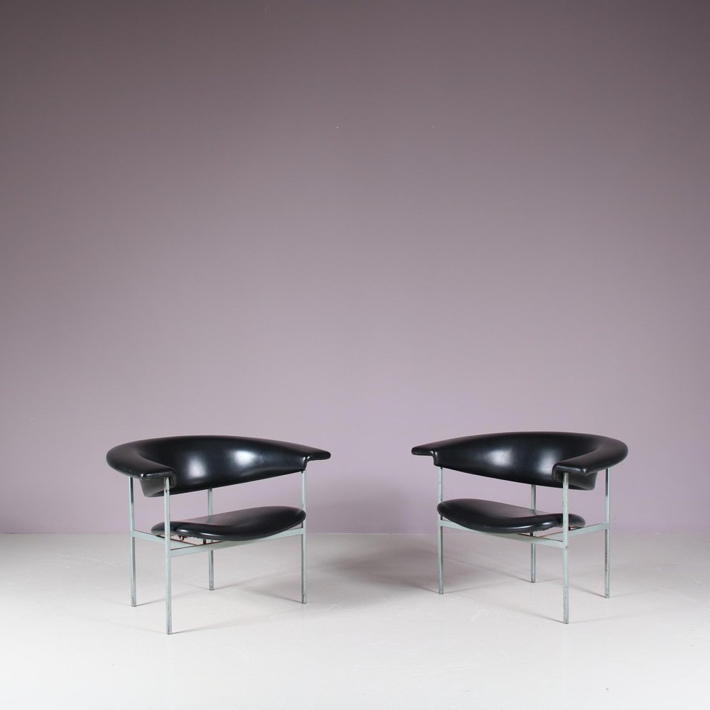 Meander Gamma Chairs by Rudolf Wolf for Gaasbeek & Van Tiel, Netherlands, 1960s, Set of 2