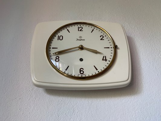 Mechanical Ceramic Wall Clock from Junghans, Germany, 1950s-VQM-1384545