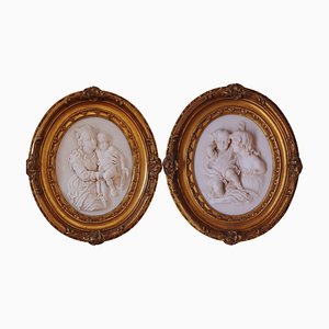 Medallions of Mother and Child, Faux Marble Resin, Set of 2-TCS-1080629