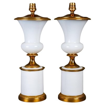 Medici Shaped Opaline Table Lamps, Early 20th Century, Set of 2-WFS-1725896