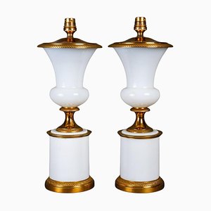 Medici Shaped Opaline Table Lamps, Early 20th Century, Set of 2-WFS-1725896