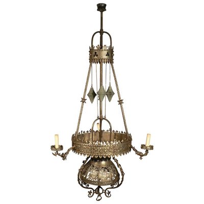 Medieval Iron Luster Handforged Chandelier, Germany, 1890s-KJP-1423587