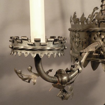 Medieval Iron Luster Handforged Chandelier, Germany, 1890s-KJP-1423587