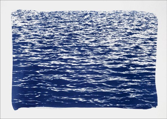 Mediterranean Blue Sea Waves, Cyanotype, 2019-RWC-789695