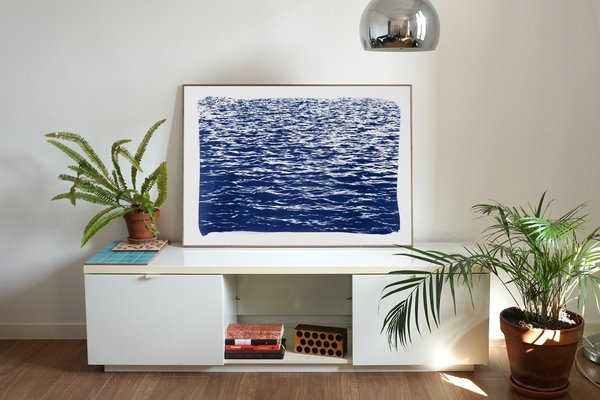 Mediterranean Blue Sea Waves, Cyanotype, 2019-RWC-789695