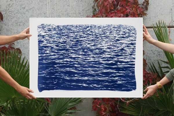 Mediterranean Blue Sea Waves, Cyanotype, 2019-RWC-789695