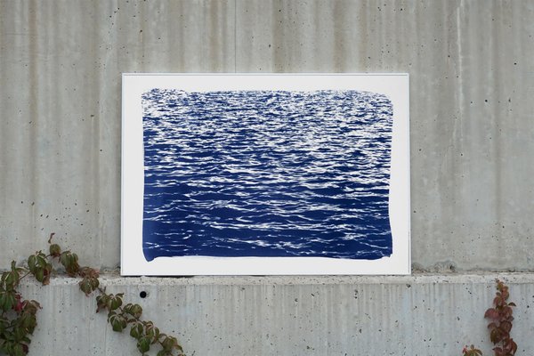 Mediterranean Blue Sea Waves, Cyanotype, 2019-RWC-789695