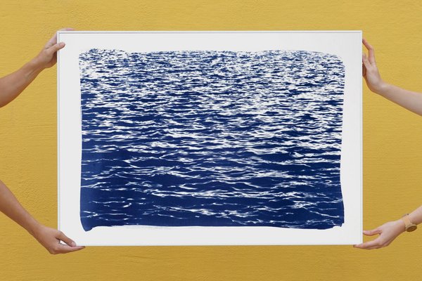 Mediterranean Blue Sea Waves, Cyanotype, 2019-RWC-789695