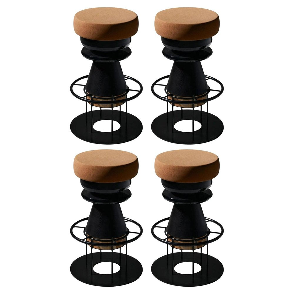 Medium Black Tembo Stool by Note Design Studio, Set of 4