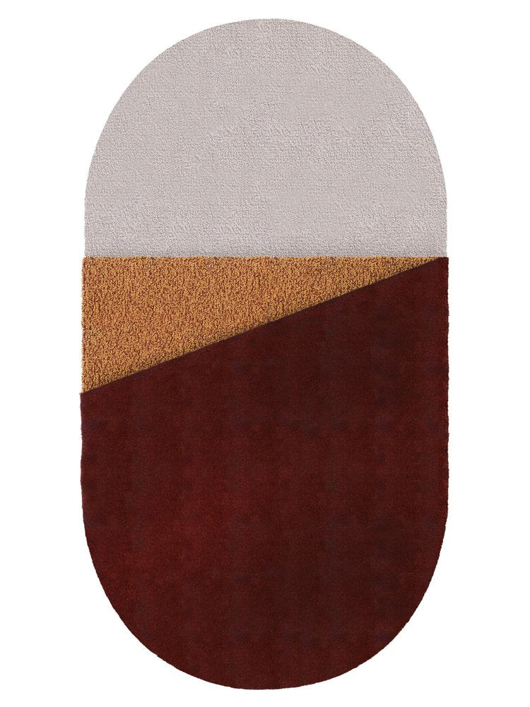 Medium Bordeaux Oci Triptych Rug by Seraina Lareida