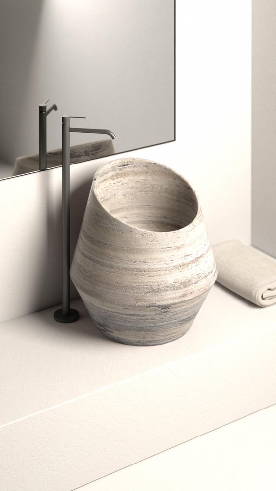 Medium Calacatta Macchia Vecchia Tosca Washbasin by Marmi Serafini