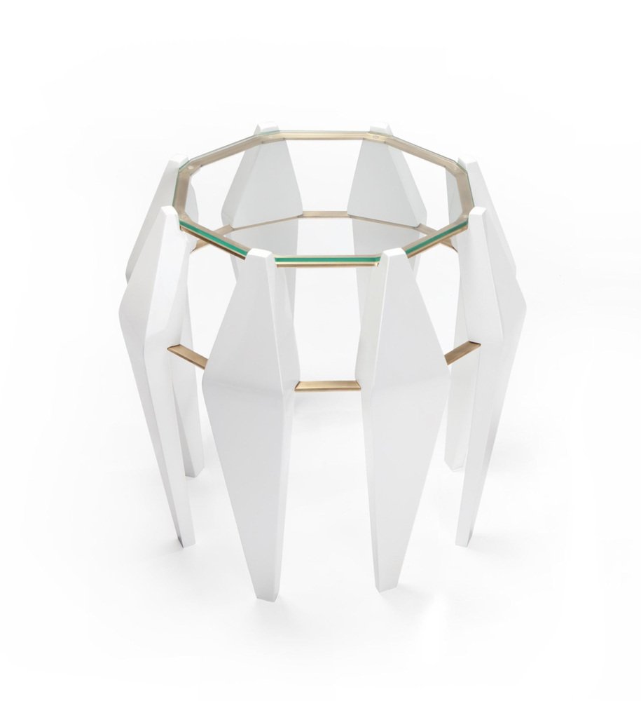 Medium Na Pali White Side Table by InsidherLand