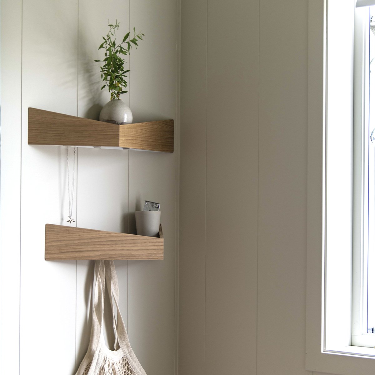 Medium Oak Pelican Shelf with Hidden Hooks by Daniel García Sánchez for WOODENDOT