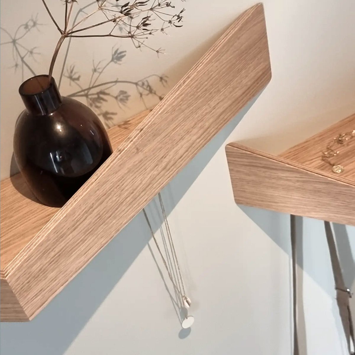 Medium Oak Pelican Shelf with Hidden Hooks by Daniel García Sánchez for WOODENDOT