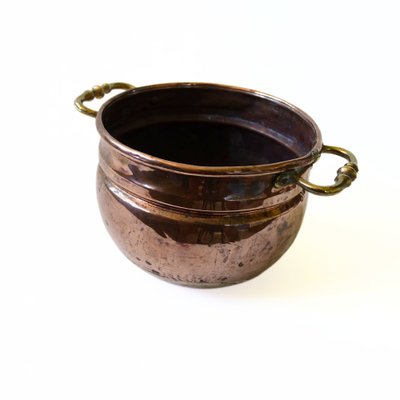 Medium Size Copper Pot with Brass Handles, Sweden-JKV-1799344