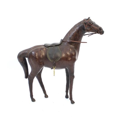 Medium Size Horse Model in Genuine Leather, 1970s-KQ-1792592