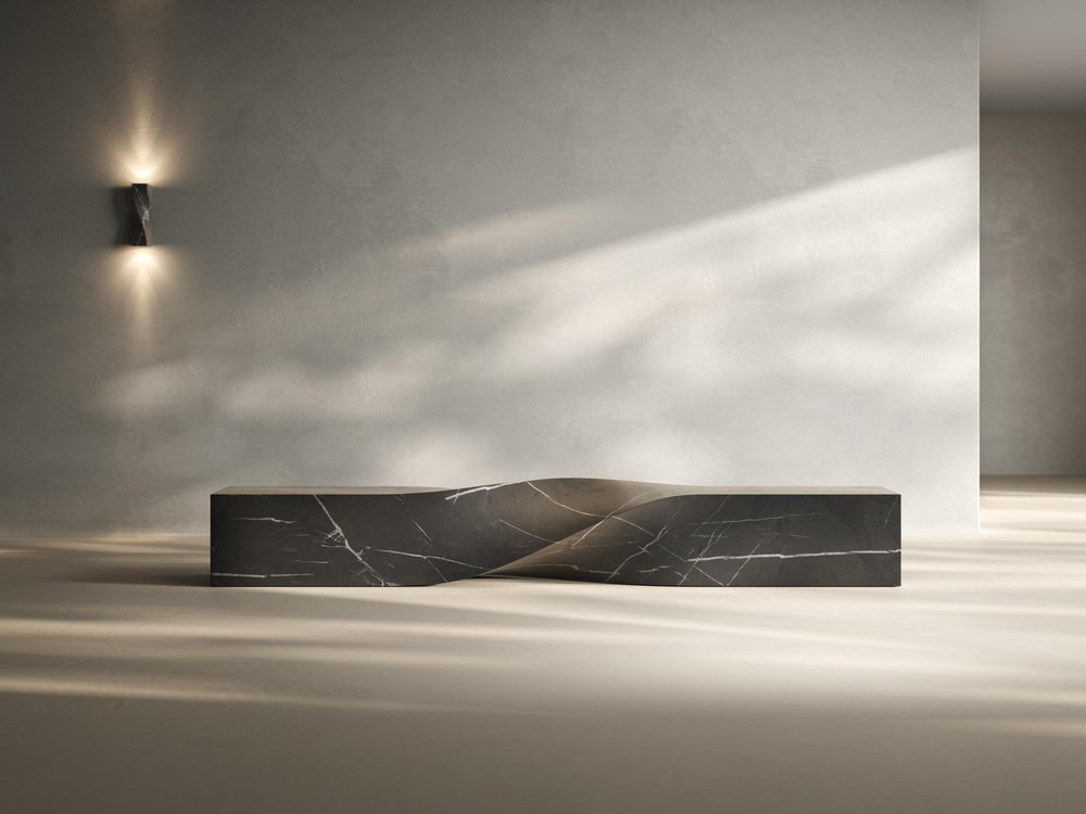 Medium Soul Sculpture Cor-Ten Steel Bench by Veronica Mar