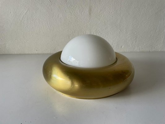 Medium Ufo Opal Glass and Brass Sconce from Valenti, Italy, 1970s-RDS-1314397