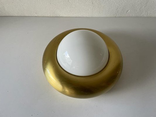 Medium Ufo Opal Glass and Brass Sconce from Valenti, Italy, 1970s-RDS-1314397