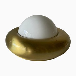 Medium Ufo Opal Glass and Brass Sconce from Valenti, Italy, 1970s-RDS-1314397