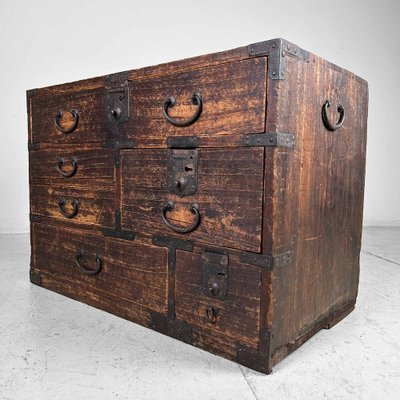 Meiji Period Low Tansu Chest of Drawers, Japan, 1890s-DWL-1760984