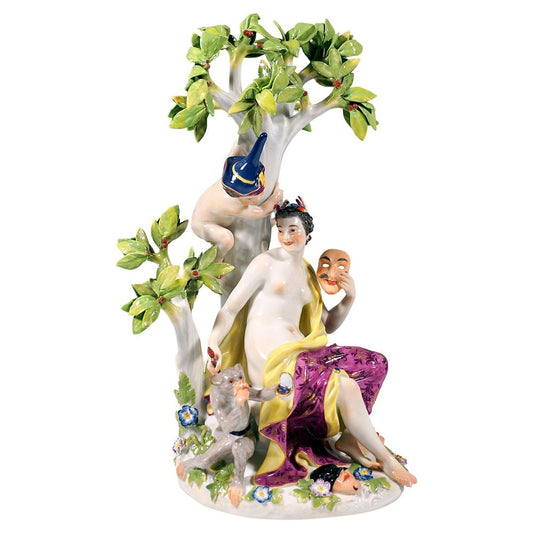 Meissen Mythological Group Thalia with Tree by J.J. Kaendler, Germany, 1900s