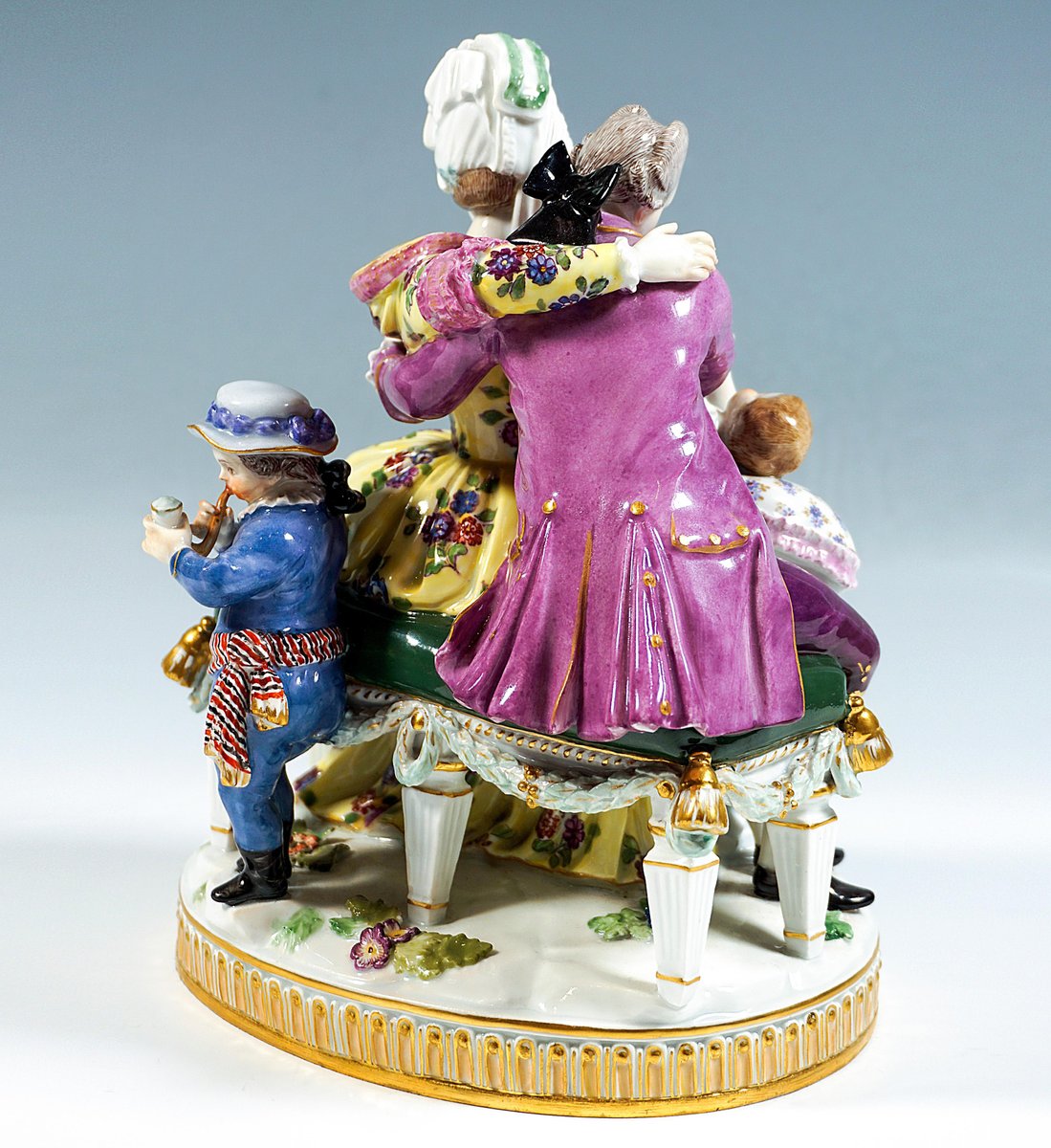 Meissen Rococo Genre Group the Happy Parents attributed to M V Acier, 1860s