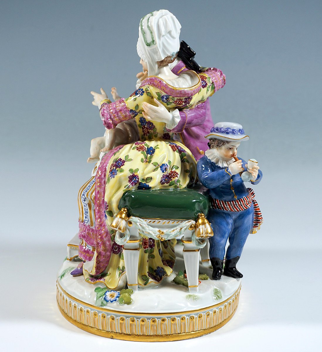 Meissen Rococo Genre Group the Happy Parents attributed to M V Acier, 1860s