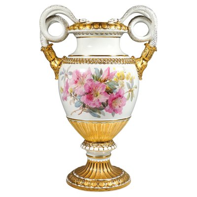 Meissen Snake Handle Vase with Soft Flower Painting attributed to Leuteritz, 1865-EMT-1791111