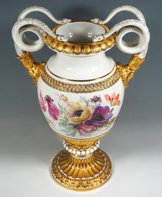 Meissen Snake Handle Vase with Soft Flower Painting attributed to Leuteritz, 1865-EMT-1791111