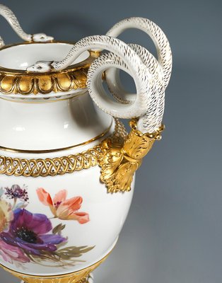 Meissen Snake Handle Vase with Soft Flower Painting attributed to Leuteritz, 1865-EMT-1791111