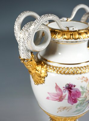 Meissen Snake Handle Vase with Soft Flower Painting attributed to Leuteritz, 1865-EMT-1791111