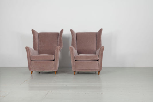 Melchiorre Bega Wing Chairs, 1950s, Set of 2