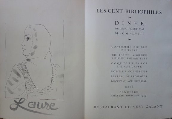 Menu des Cents Bibliophiles Lithograph by Pierre-Yves Tremois-KHH-543090