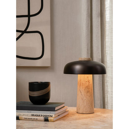 Audo Reverse Table Lamp Travertine & Bronzed Brass