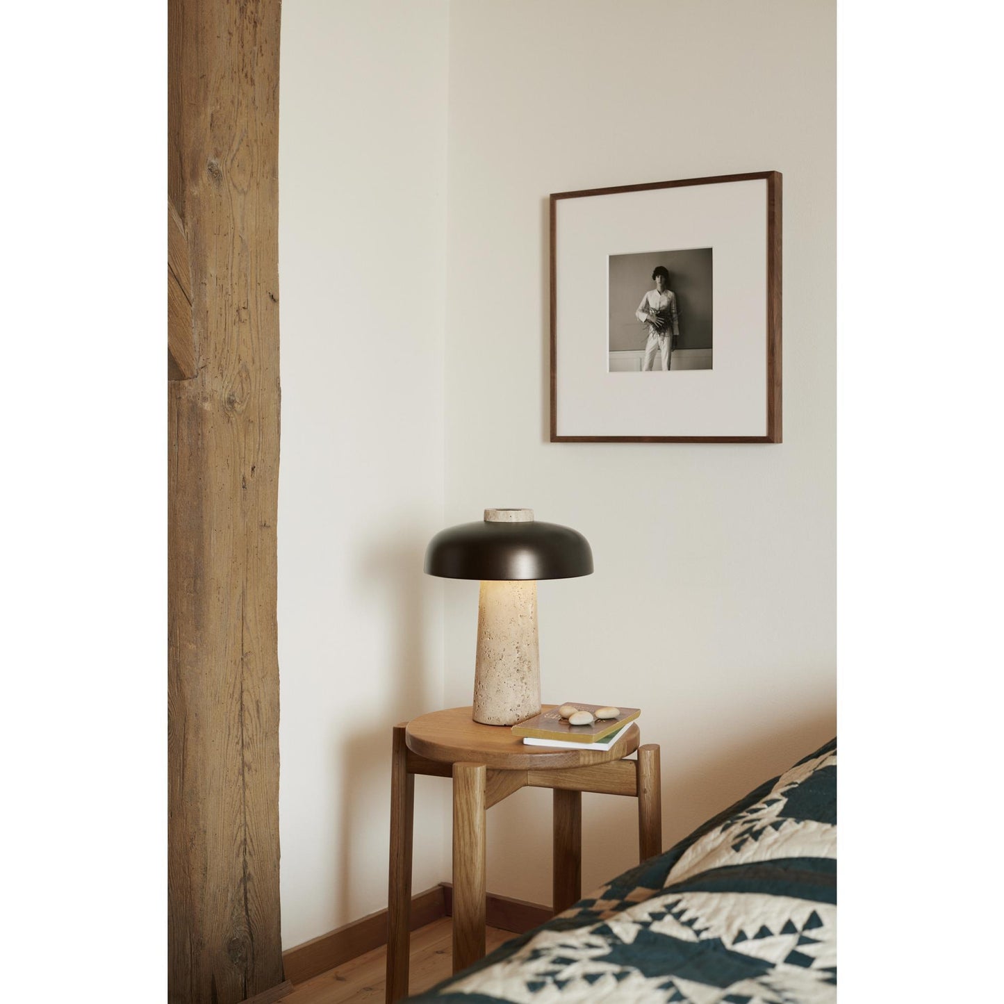 Audo Reverse Table Lamp Travertine & Bronzed Brass
