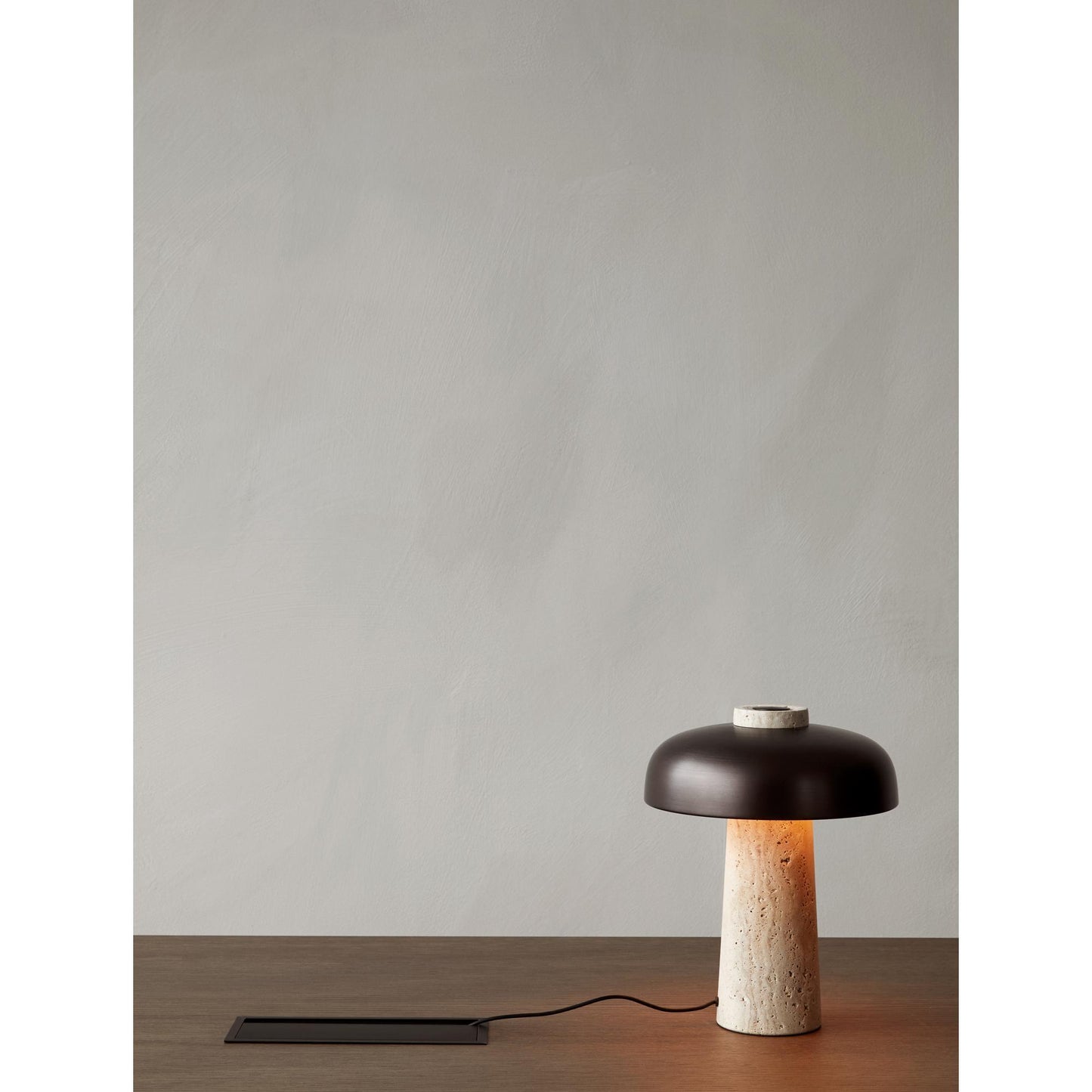 Audo Reverse Table Lamp Travertine & Bronzed Brass