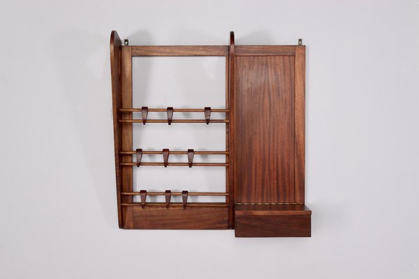 Merbau Wall-Mounted Coat Rack, 1960s-OWS-1144580